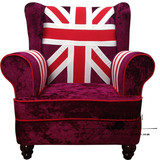美式拼布艺英国米子旗单双三人沙发创意咖啡馆老虎高背伯爵椅定制