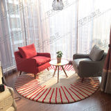 时尚简约条纹宜家圆形地毯客厅茶几沙发地毯卧室床边手工腈纶地毯