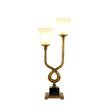 新中式古典高档蜡烛玻璃灯罩双头全铜台灯美式创意卧室床头玄关灯