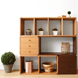 白橡木简约现代实木书柜组合简易书柜置物架书架 储物柜书架