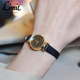 英国Limit正品手表 镀金色复古小表盘女表防水石英表真皮表带腕表