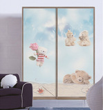 儿童衣柜门欧帝克浮雕板儿童房衣橱壁柜可爱花卉卡通衣柜推拉移门