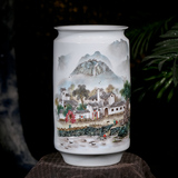 景德镇陶瓷器花瓶家居工艺品摆件风景画中式古典摆件客厅玄关装饰