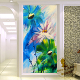 欧式简约 3D立体玄关壁纸壁画 走廊过道墙纸装饰画 抽象艺术花卉