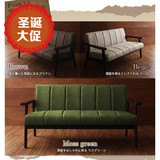 日式实木小户型皮布艺沙发床 单人双人 一二三人  咖啡厅皮布艺沙