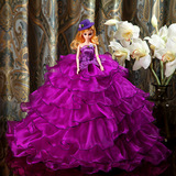 新款上架婚纱芭比娃娃 多关节活动紫色新娘婚房摆件高档婚纱芭比