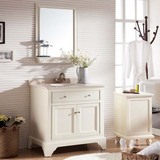 美式橡木实木落地浴室柜大理石洗漱台面盆柜组合卫浴现代简约包邮