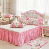 韩版粉色全棉春季床上四件套纯棉家纺床裙式小清新1.8m床双人被套