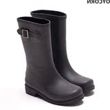 joycorn女士时尚纯色中筒加绒雨靴 橡胶雨靴防滑雨胶鞋冬季雨鞋