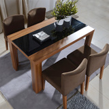 1.3米钢化玻璃餐桌椅组合胡桃木软座餐椅现代简约时尚客厅家具