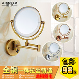 仿古全铜折叠美容镜8寸欧式浴室化妆镜金色玫瑰金壁挂式伸缩镜子