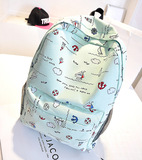 韩版船锚双肩包帆布包书包女中小学生书包可爱旅游儿童背包潮女包
