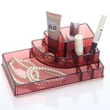 化妆品收纳 欧式透明指甲油眉笔梳妆台彩妆置物盒塑料水晶口红架