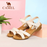 Camel/骆驼女鞋 休闲轻便 软面牛皮魔术贴低跟凉鞋 2016夏季新品