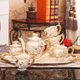 圣路堡陶瓷摆件 客厅装饰欧式茶具套装 创意陶瓷茶具摆件结婚礼物