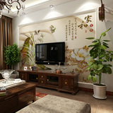 3D立体无缝墙布墙纸 定制客厅卧室电视背景壁纸大型壁画中式古典