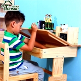 架课桌写字台实木儿童学习桌椅组合套装小学生可升降松木书桌带书