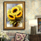 向日葵油画手绘欧式风景画 欧式田园风景油画玄关竖幅花卉装饰画
