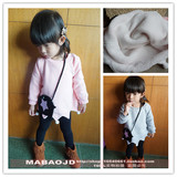 外贸韩版订单15冬款女童加绒加厚小毛球卫衣配小象包儿童套头卫衣