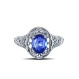 工厂价天然斯里兰卡 1克拉款天然蓝宝石戒指女款 18K金镶彩色宝石