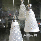 现代简约时尚LED餐厅鱼线吊灯 餐厅水晶吊灯锥形罩三头圆盘