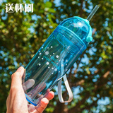 韩国创意柠檬防漏杯成人吸管塑料杯带盖便携随手杯夏季冷饮水杯子