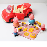 特价DIY粉红猪小妹一家四口男女儿童过家家野餐玩具车生日礼物盒