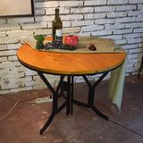 简易折叠桌便携式圆形折叠餐桌小户型家用餐桌铁艺实木圆桌包邮