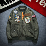 日系复古徽章夹克空军MA1飞行员夹克薄款男女棒球服男情侣外套