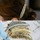 韩国进口正品发饰头饰代购复古金属树叶子韩式发夹刘海边夹弹簧夹