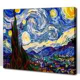邮diy数字油画抽象世界名画欧式风景 梵高-星空下的罗纳河特价包