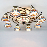 地中海风格欧式卧室灯具美式田园室内灯饰8+1圆形吸顶灯客厅灯具