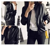 春装新款韩版超洋气皮衣外套女学生短款立领拉链黑色机车夹克开衫
