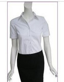 G2000女装衬衫 职业短袖白色暗条纹修身免烫商务正装夏装