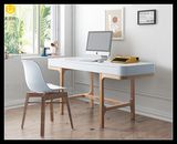 本居林北欧简约实木书桌白色烤漆书桌办公桌胡桃木色书桌定制书桌