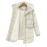 2016新款韩版羽绒服加厚大码保暖连帽中长款羊羔毛羽绒服女外套