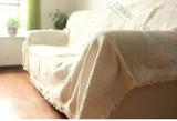 外贸原单美式乡村沙发巾沙发罩盖布棉麻沙发毯床单盖巾布艺网格