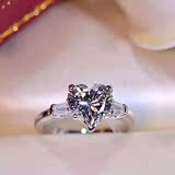 925纯银镀金仿钻戒5克拉心形指环钻石女戒指 可定做莫桑石18K白金