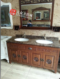 古典中式橡木浴室柜实木卫浴柜卫生间洗手盆浴室柜组合复古储物柜