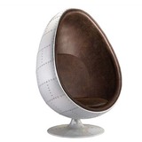 工业风太空铝皮创意尖球椅 蛋形椅沙发椅子 玻璃钢休闲懒人躺椅
