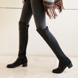 韩国女鞋正品代购15秋冬欧美风性感弹力拼接中跟过膝长筒靴YS5806