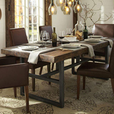 loft工业风复古实木原木美式乡村长方形餐桌办公桌餐厅桌椅组合