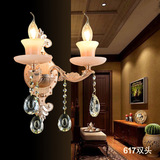 锌合金仿玉石壁灯客厅餐厅过道卧室蜡烛灯具欧式水晶壁灯沃达