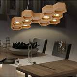 设计师艺术创意个性实木餐厅客厅卧室书房酒吧台LED简约蜂巢吊灯