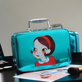 化妆包韩国漫画风时尚亮面化妆箱可爱卡通收纳包大容量旅游手提包