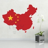 卧室客厅办公室教室DIY中国国旗地图防水不干胶贴画墙贴纸贴
