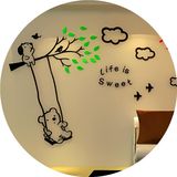 卡通秋千熊3d立体墙贴亚克力电视背景墙客厅自粘创意儿童卧室贴画