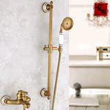 特仿古浴室淋浴龙头卫浴挂墙式冷热升降杆简易花洒套装全铜淋雨喷