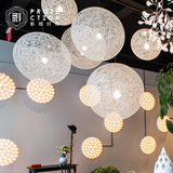 设计师灯餐厅过道客厅北欧吊灯楼梯现代简约麻线藤艺创意球形灯具