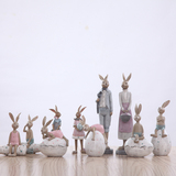 创意家居软装饰品摆件北欧美式乡村兔子样板间儿童房闺蜜结婚礼物